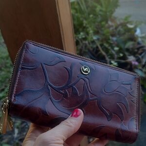 Brown Floral Embossed Wallet